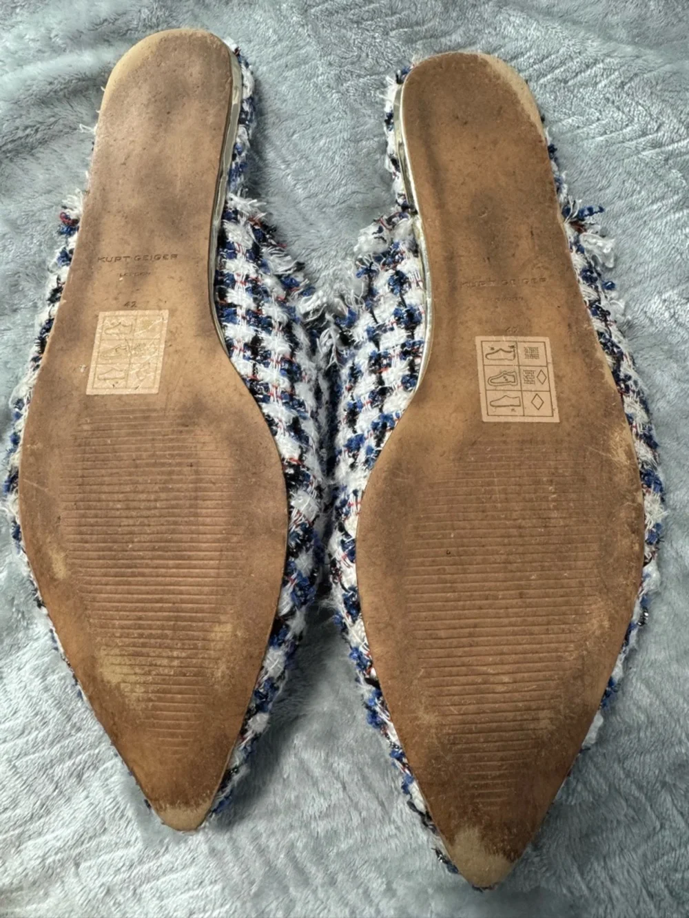 Kurt Geiger London Tweed Evil Eye Mule Flats Pointed Toe EU 42 Designer Slip On - Picture 11 of 11